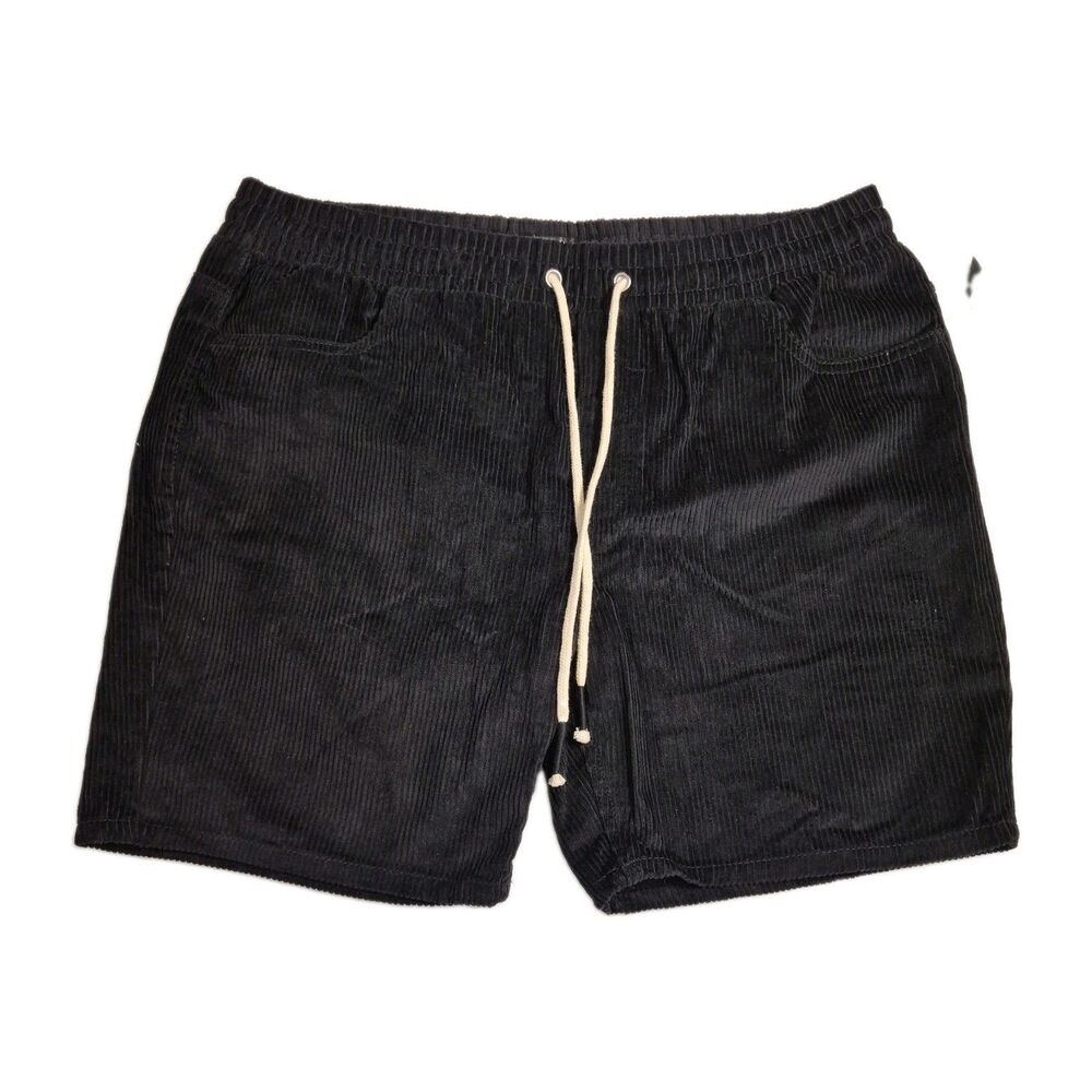 Dr Essentials Corduroy Mens Black Pull On Drawstring Shorts Size L